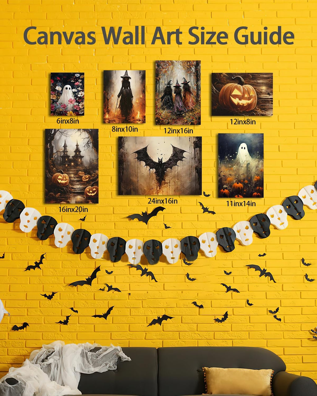 Halloween Canvas Wall Art, Vintage Three Witches Poster, Gothic Dark Academia Wall Decor, Spooky Halloween Decor for Living Room, Bedroom & Bathroom, Framed Fall Decorations Indoor