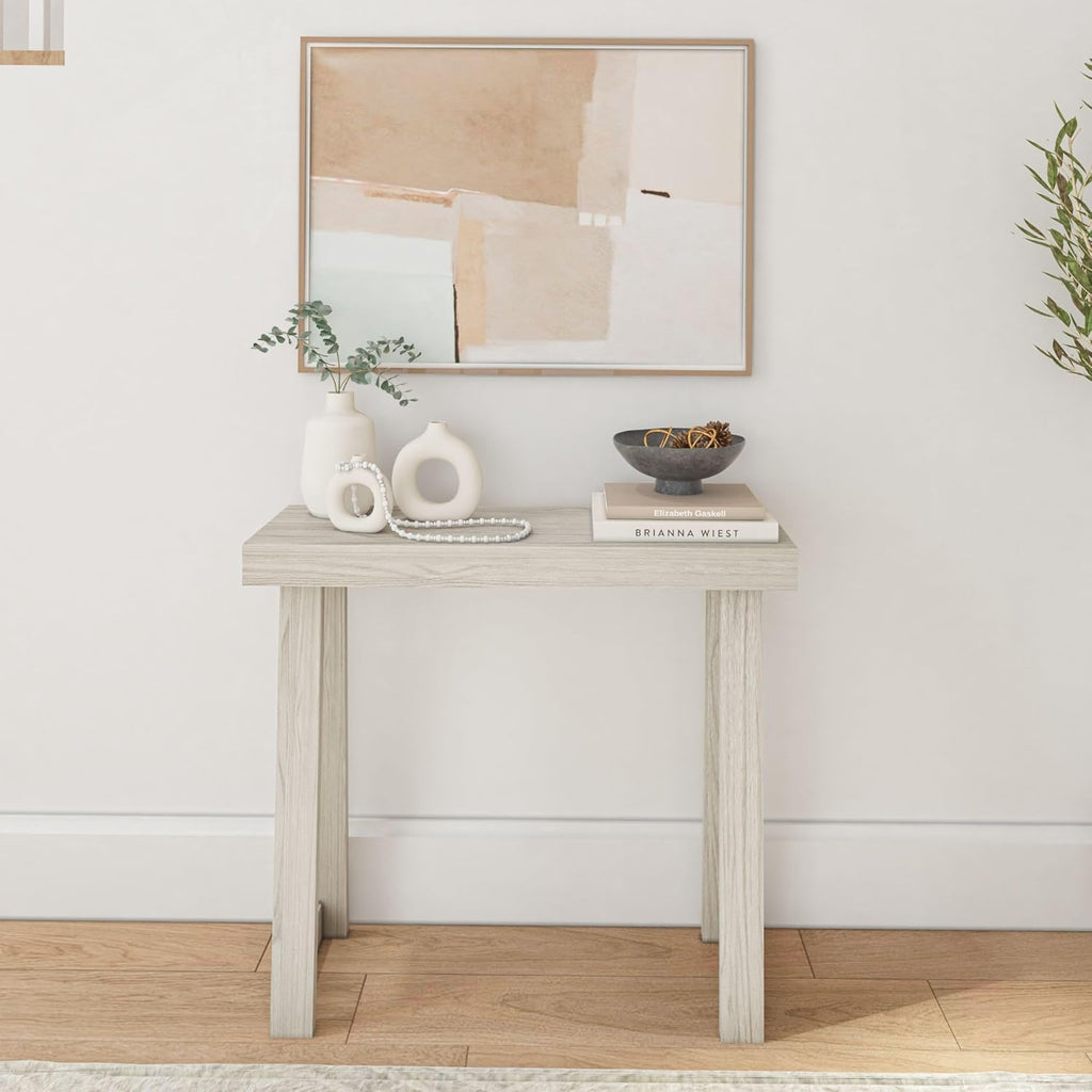 Plank+Beam Solid Wood Console Table, 36 Inch, Sofa Table, Narrow Entryway Table for Hallway, Behind The Couch, Living Room, Foyer, Easy Assembly, Coastal White