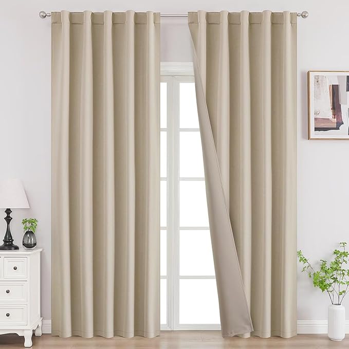 Joydeco Blackout Curtains 108 Inches Long, Thermal Insulated Black Out Curtains by JOYDECO