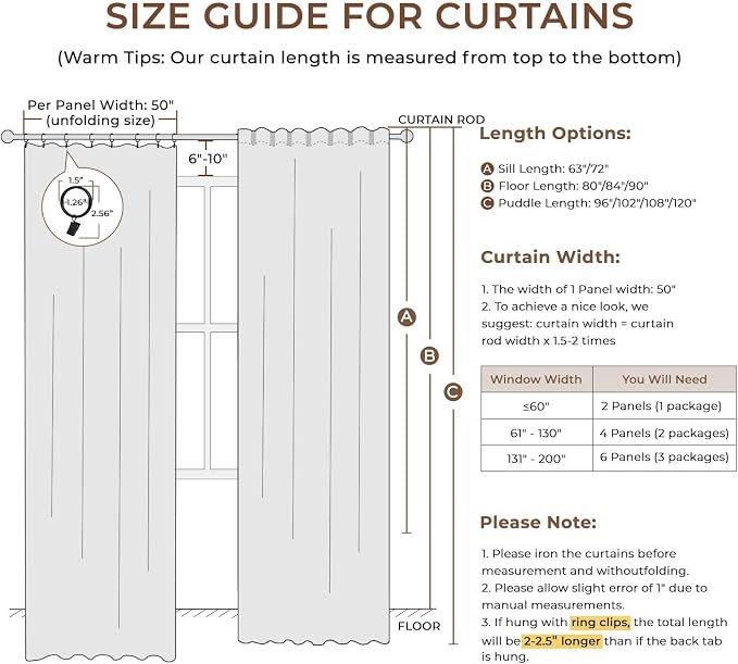 100% Blackout Curtains for Bedroom Oatmeal Linen Look Curtains 84 Inch Long | - Image 8