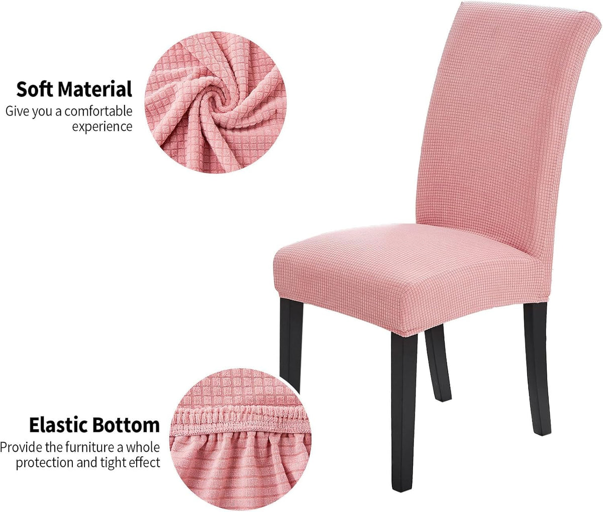 Joccun Chair Covers for Dining Room Set of 2,Dining Chair Slipcovers Stretch Dining Room Chair Covers Seat Protector,Washable Parsons Chair Cover for Home,Banquet(Dusty Pink,2 Pack)