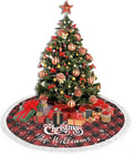 Custom Plaid Christmas Tree Skirt with Name, Personalized Holiday Xmas Tree Decor Gifts for Party Family Home, 30" - 48"