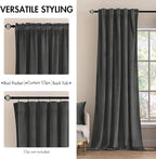 MIULEE Velvet Curtains 52x96 inches 2 Panels Gray Blackout Curtains | Luxury - Image 2