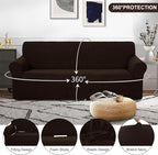 U-NICE HOME Oversized Stretch Couch Cover Slipcover, Chocolate | 3 Cushion Sofa - Image 3