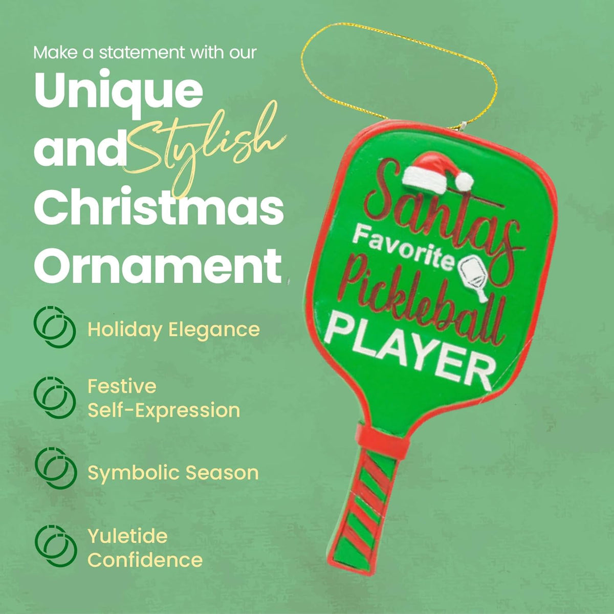 Santa’s Favorite Pickleball Player Christmas Ornament – Holiday Pickleball Paddle Tree Decoration – Funny Gift for Pickleball Lovers, Players & Coaches – Resin Ornament with Gift-Ready String