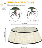 Metal Christmas Tree Collar, 28’’ D Christmas Decorative Base Cover for Christmas Tree, Tree Skirt, Tree Ring - Cream