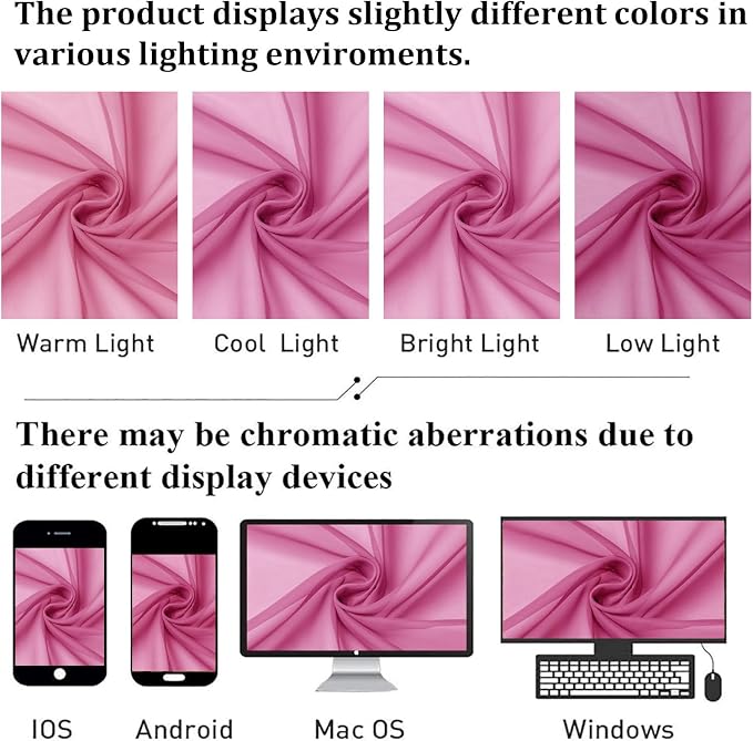 Hot Pink Sheer Curtains 78 Inches Long 2 Panels, Rod Pockets Solid Voile Living - Image 4