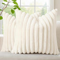 decorUhome Fall Faux Fur Throw Pillow Covers 16x16 Set of 2 Cream White | by decorUhome
