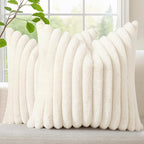 decorUhome Fall Faux Fur Throw Pillow Covers 16x16 Set of 2 Cream White | by decorUhome