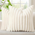 decorUhome Fall Faux Fur Throw Pillow Covers 20x20 Set of 2 Cream White | by decorUhome