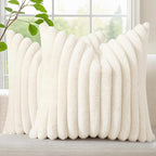 decorUhome Fall Faux Fur Throw Pillow Covers 20x20 Set of 2 Cream White | by decorUhome