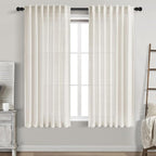 Cream Linen Back Tab Pocket Curtains 60 Inch Length by Nanspring