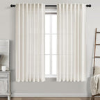 Cream Linen Curtains 65 Inch Length by Nanspring