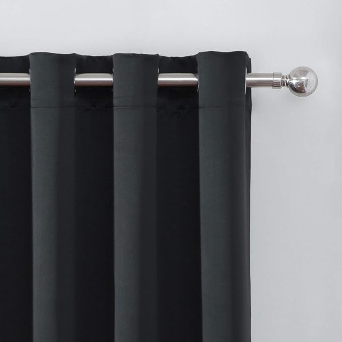 Black Blackout Curtains 66 x 63 Inch Length/Set of 2 Curtain Panels/Thermal - Image 6