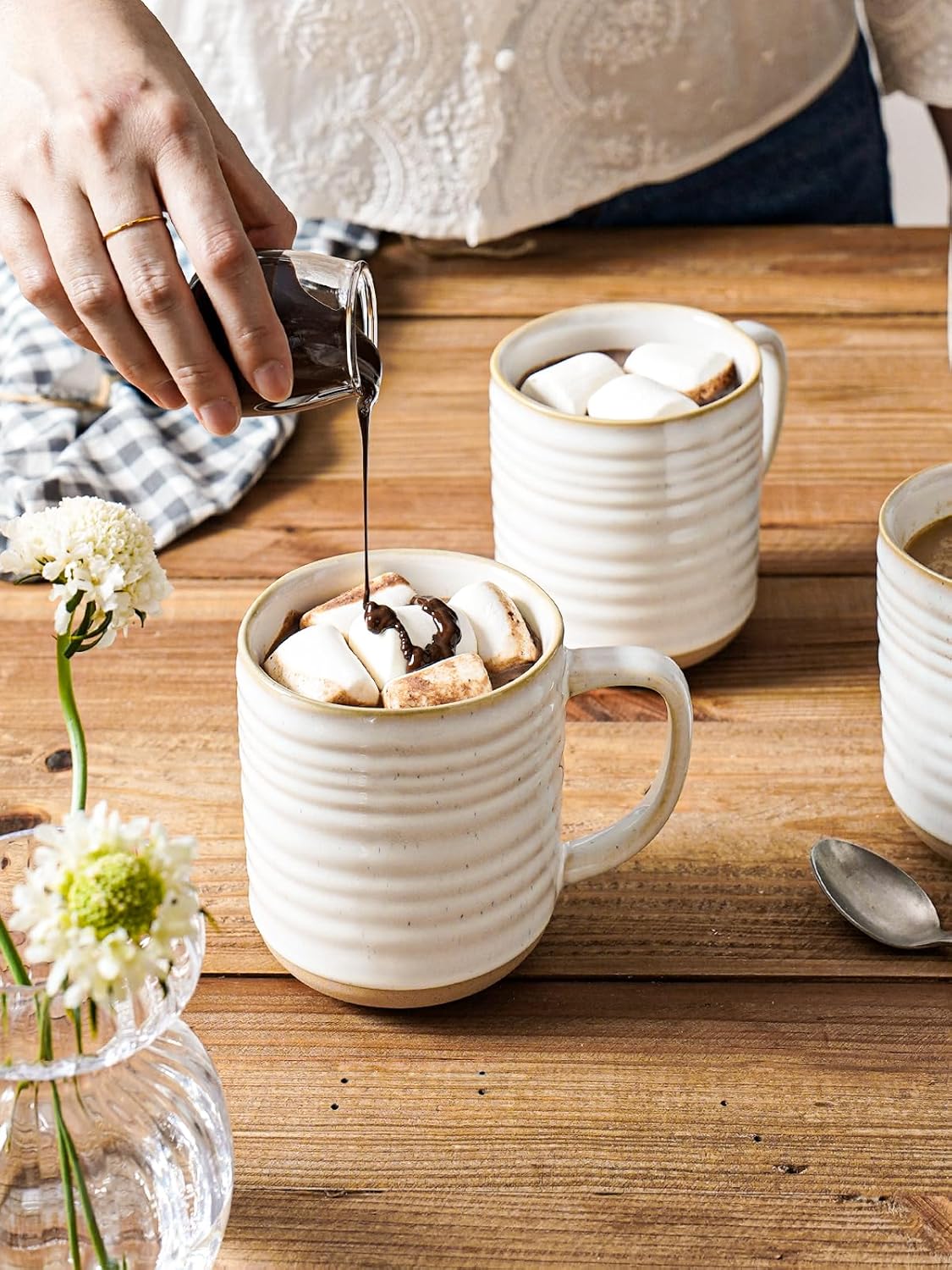 LE TAUCI Coffee Mugs 15 oz,Ceramic Mug Set, Coffee Cups for Latte, Hot Tea, Cappuccino, Mocha, Cocoa, Dishwasher Safe, Suit For Housewarming Wedding- 3.5 inch, Set of 4, Arctic White