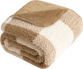 LURKA Checkered Sherpa Fleece Queen-Size Bed Blanket - Extra Thick and Warm Winter Soft Fuzzy Plush Blanket for Couches, Beds & Pets, Brown, 90x90 Inches