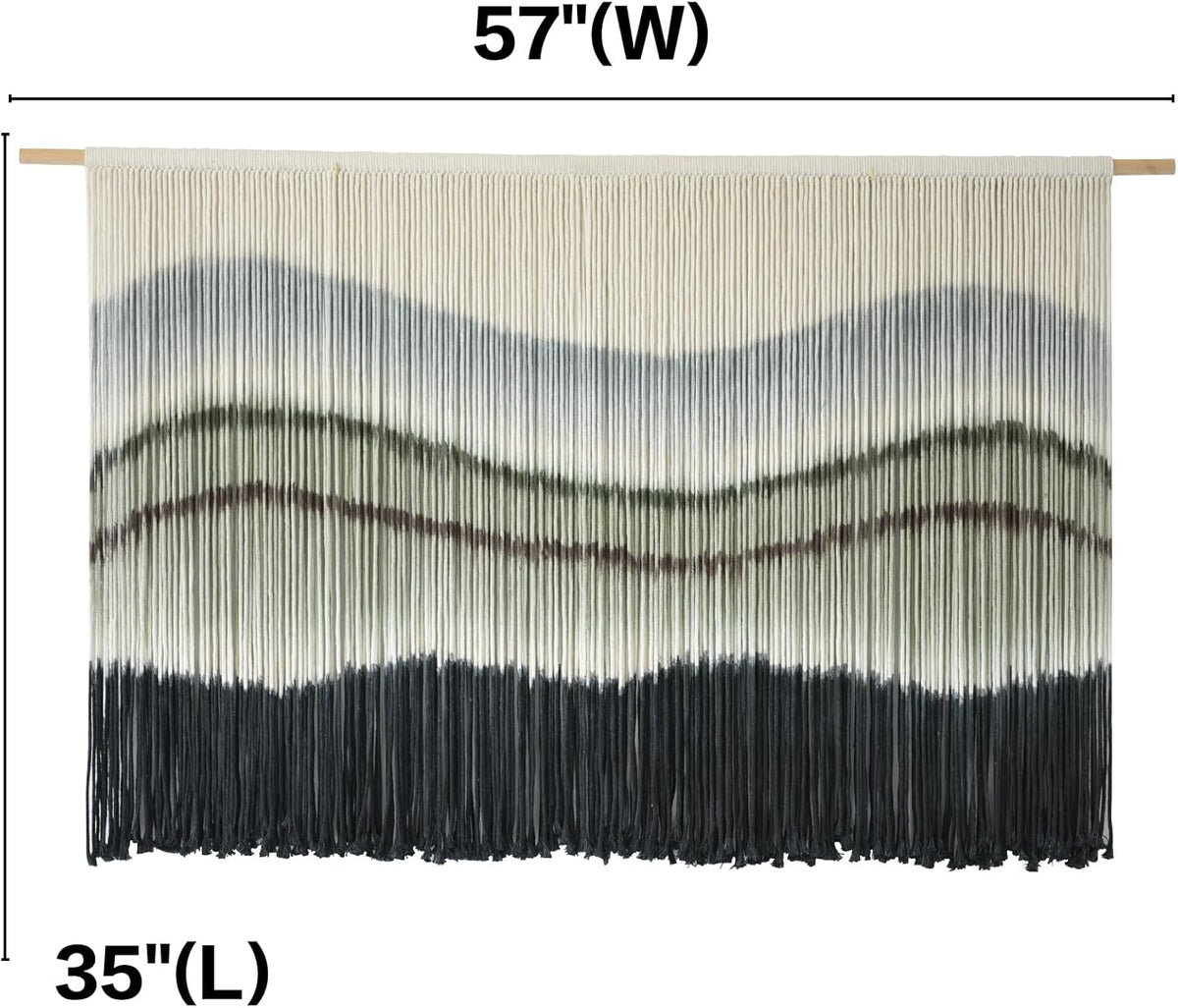 Macrame Wall Hanging Dip-Dye Large Macrame Wall Decor Boho Home Decor Scale Fiber Wall Art Yarn Craftsmanship Art 57" Wx 35" L