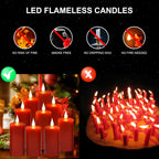 Flameless battery Operated LED candles 3D wick with10 key button remote control 24-hour timer Set of 9 electric flickering pillar real wax ApplyTo Party, Wedding,Dinner，gift and Home Decoration