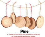50Pcs Wood Slices 2.4"-2.8" Unfinished Wood Rounds with Pre-drilled Hole and 66Feet Twine String, Natural Wood for Crafts for Home Decor Painting DIY Christmas Ornaments Party Wedding Decor