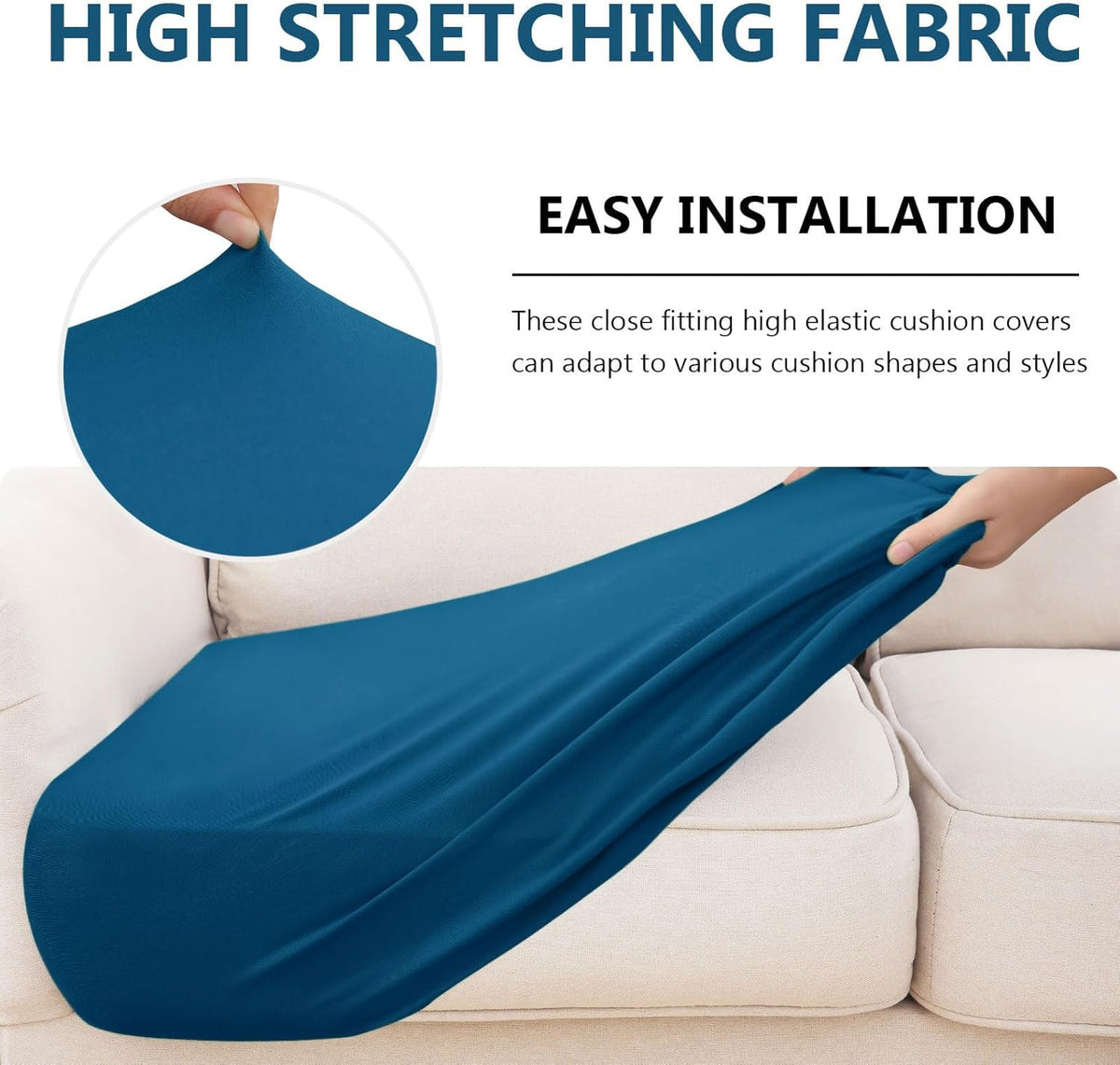 hyha Waterproof Couch Cushion Covers, Stretch Sofa Couch Seat Slipcover for Dog Washable, Non-Slip Waterproof Outdoor Cushion Covers for Patio Furniture Replacement (1 Piece for Medium, Deep Teal)