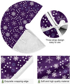 Christmas Purple Snowflakes Tree Skirt, Seasonal Tree Mat Holiday Party Supplies Ornaments Indoor Outdoor Decorations for Tabletop Trees 47.2 Inches