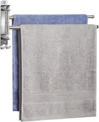 Bathroom Towel Holder JSVER 2 Arms SUS304 Stainless Steel Wall Mounted Towel Bar, Swivel Towel Racks for Bathroom, Kitchen
