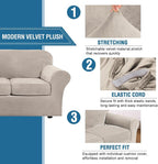 H.VERSAILTEX Modern Velvet Plush 4 Piece High Stretch Sofa Slipcover Sofa Cover - Image 3