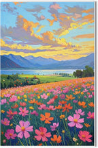 Colorful wildflowers field scenery poster artwork wall decoration wildflowers everywhere wall painting suitable for bedroom home office