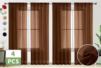 SpaceDresser Brown Sheer Curtains 4 Panels Rod Pocket Semi-Sheer Curtain 45 - Image 2