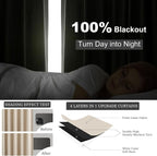 Topfinel 95 Inch Curtains Linen Blackout Curtains 2 Panel Set 100% Blackout - Image 6