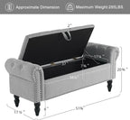 Furniliving 51” Bedroom Bench, End of Bed Bench with Button-Tufted Large Upholstered Storage Bench Ottoman Linen Window Benches with Storage Shoe Cabinet, for Bedroom, Entryway, Closet, Grey