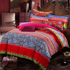 ABREEZE Bohemian Duvet Cover Set Boho Bedding Colorful Red Boho Retro Bedding Set Damask Paisley Cotton Duvet Cover Tribal Reversible Bedding Exotic Style Comforter Cover 3-Piece Cal.King