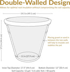 Sunnydaze 19.5-Inch Arabella Large Plant Pot - Polyresin Round Outdoor Planter with Drillable Drainage Holes - 4 Pack - Sable