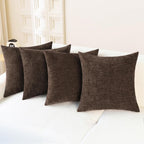 CaliTime Throw Pillow Covers Decorative 18 X 18 Inches Pack of 4 Cozy Chenille Cushion Cases for Couch Sofa Bed Living Room Home Coffee