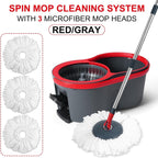 360° Spin Mop and Bucket Set Cleaning System,Mop and Bucket with Wringer Set for Home,Wet Dust Mop for Floor Cleaning with 4 Mop Heads