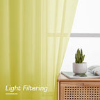 Short Lemon Sheer Curtains 30 Inch Length 2 Panels Set, Kitchen Curtains Tiers - Image 4