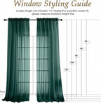 Hunter Green Sheer Curtains 84 Inches Long 2 Panels Set, Light Filtering Sheer - Image 2
