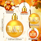 24Pcs Thanksgiving Day Hanging Ball Ornaments, Fall Tree Decorations Autumn Harvest Hanging Ornaments with Rope for Farmhouse Rustic Party Favors Craft Supplies