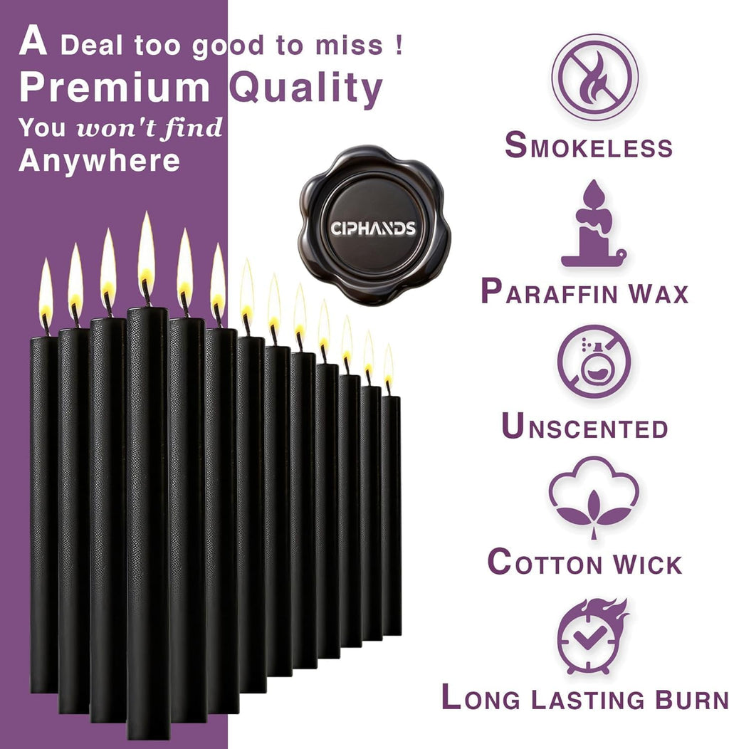 Spell Chime Candles 40 pcs Black Candles, 4" Tall Unscented Mini Taper Candle for Witchcraft, Wiccan Altar, Magic Tools, Rituals, Prayer, Meditation and Party Decoration