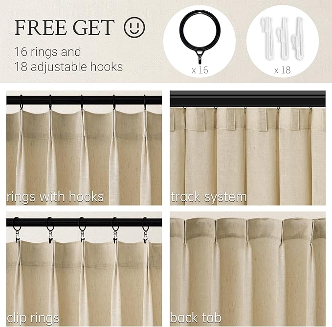95 Inches Long Pinch Pleated Semi Sheer Curtains - Image 3