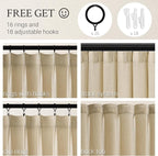 Topfinel Natural Beige Pinch Pleated Semi Sheer Curtains Textured Linen Blended - Image 2