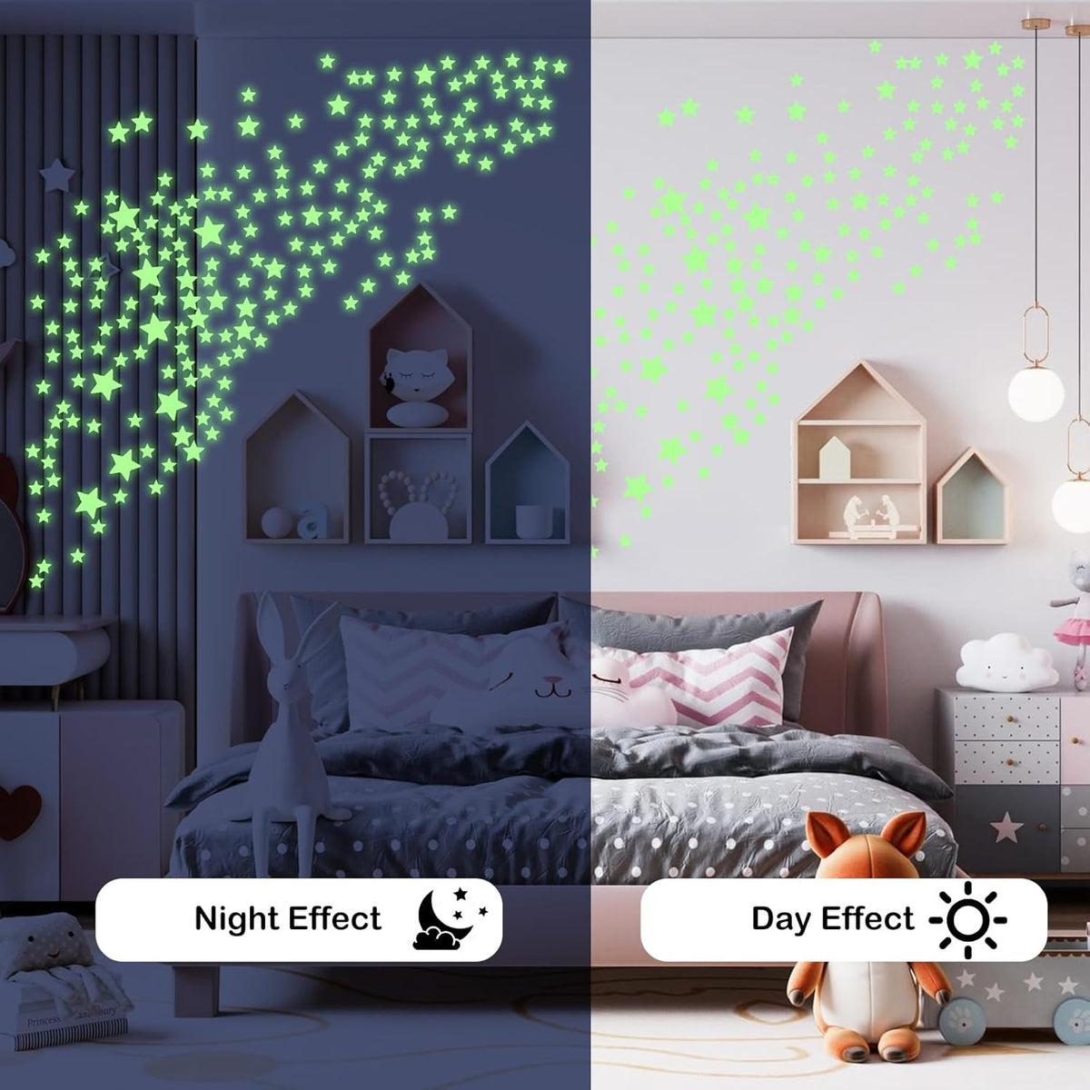477PCS Glow in The Dark Stars Stickers, Adhesive Glowing Stars Wall Stickers Removable Ceiling Star Wall Decals Space Themed Room Decor Ceiling Star for Bedding Room Decorations