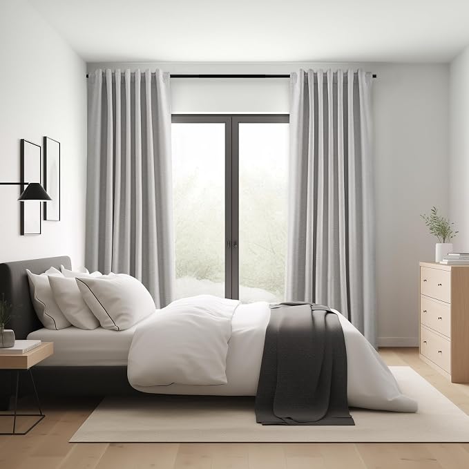 Topfinel 90 Inches Long Full Blackout Light Grey Linen Curtains - Image 7