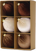 4inch Velvet Christmas Ornaments, 6pcs Multicolor Flocked Ornaments for Christmas Tree Decorations