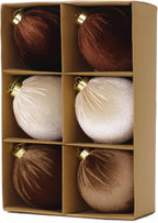 4inch Velvet Christmas Ornaments, 6pcs Multicolor Flocked Ornaments for Christmas Tree Decorations