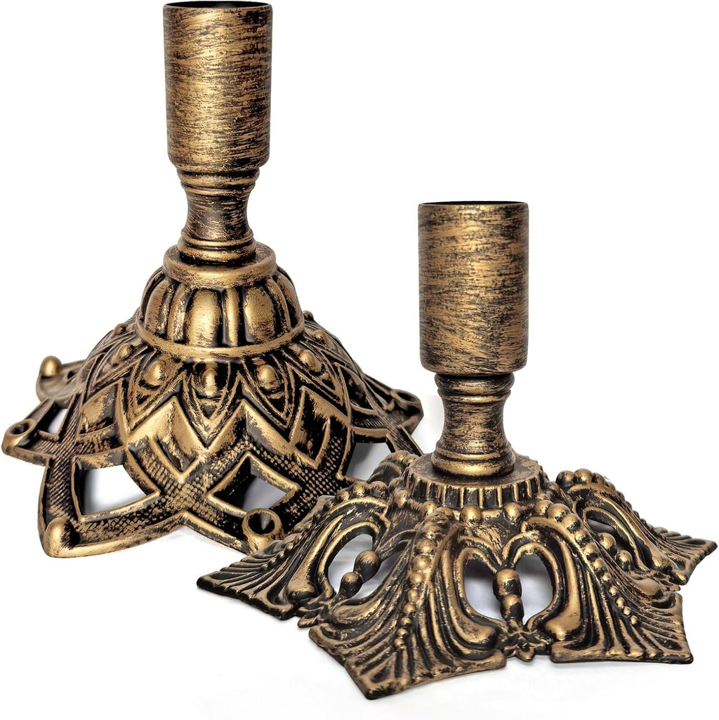 Candlestick Holders,Taper Candle Holder for Candlesticks Gold Brass Vintage Candle Metal Stick Candle Holders for Fireplace, Party, Dining,Wedding Decor,Fits 3/4 inch Thick Candle(Set of 2Pcs)