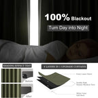 Topfinel 100 Inch Long Black Out Custom Curtains, Olive Green Pleated Window - Image 6