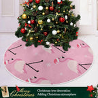 Christmas Pink Flamingo Tree Skirt, Seasonal Tree Mat Holiday Party Supplies Ornaments Indoor Outdoor Decorations for Tabletop Trees 35.4 Inches