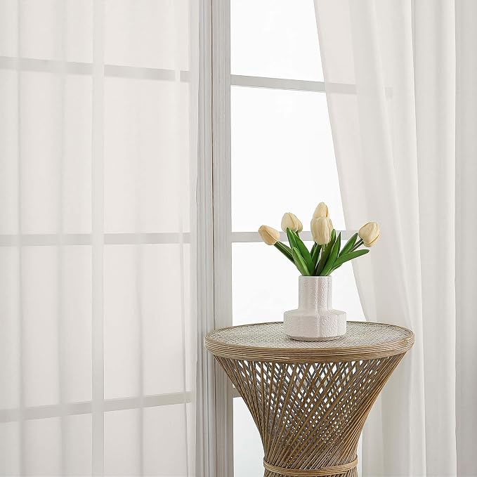 Ivory Bedroom Curtains 2 Panel Sets 90 Inch Length, 59 Inch Extra Wide Light - Image 3