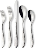 Hammered Silverware Set | Premium 18/10 Stainless Steel Flatware Service for 4 | Heavy-Duty & Dishwasher Safe | Built to Last (20-Piece, Marettimo Hammered)